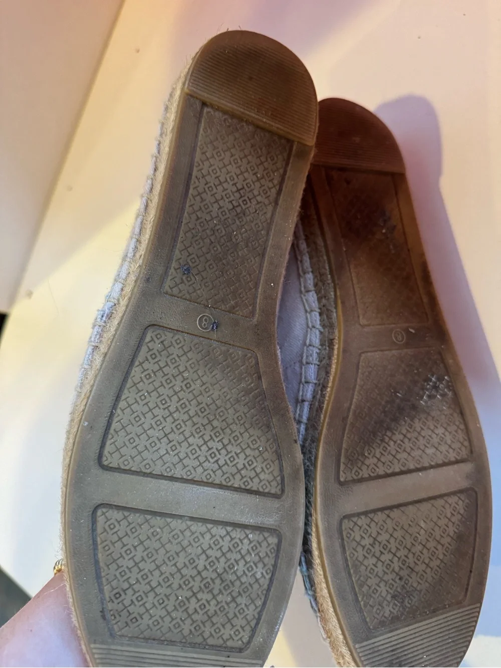 Tory Burch Blush Pink and Cream Logo Espadrille Flats
